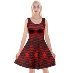 Pattern, Red, Black,  Reversible Velvet Sleeveless Dress