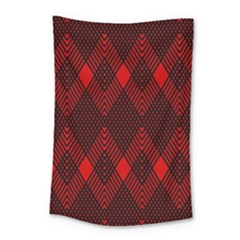 Pattern, Red, Black,  Small Tapestry