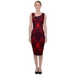 Pattern, Red, Black,  Sleeveless Pencil Dress by 2607694c