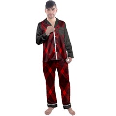 Pattern, Red, Black,  Men s Long Sleeve Satin Pajamas Set by 2607694c