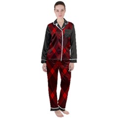 Pattern, Red, Black,  Women s Long Sleeve Satin Pajamas Set	 by 2607694c