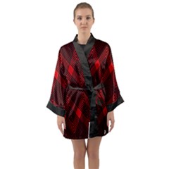 Pattern, Red, Black,  Long Sleeve Satin Kimono by 2607694c