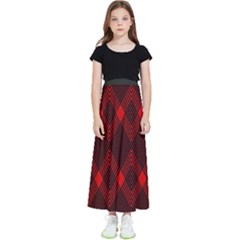 Pattern, Red, Black,  Kids  Flared Maxi Skirt by 2607694c