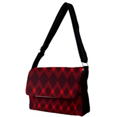 Pattern, Red, Black,  Full Print Messenger Bag (s)