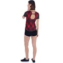 pattern, red, black,  Back Circle Cutout Sports T-Shirt View2