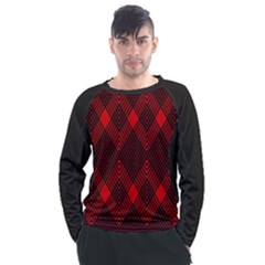 Pattern, Red, Black,  Men s Long Sleeve Raglan T-shirt