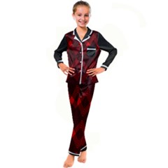 Pattern, Red, Black,  Kids  Satin Long Sleeve Pajamas Set by 2607694c