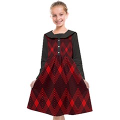 Pattern, Red, Black,  Kids  Midi Sailor Dress by 2607694c