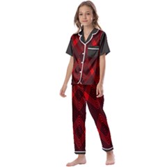 Pattern, Red, Black,  Kids  Satin Short Sleeve Pajamas Set by 2607694c