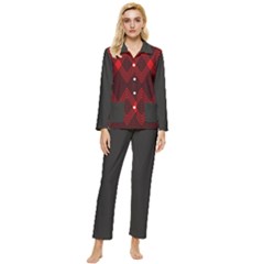 Pattern, Red, Black,  Womens  Long Sleeve Velvet Pocket Pajamas Set by 2607694c