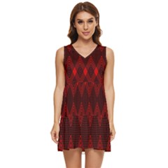 Pattern, Red, Black,  Tiered Sleeveless Mini Dress by 2607694c