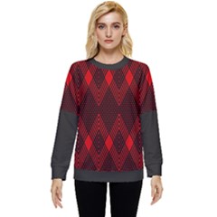 Pattern, Red, Black,  Hidden Pocket Sweatshirt by 2607694c