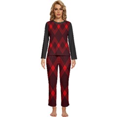 Pattern, Red, Black,  Womens  Long Sleeve Lightweight Pajamas Set by 2607694c