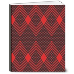 Pattern, Red, Black,  8  X 10  Hardcover Notebook by 2607694c