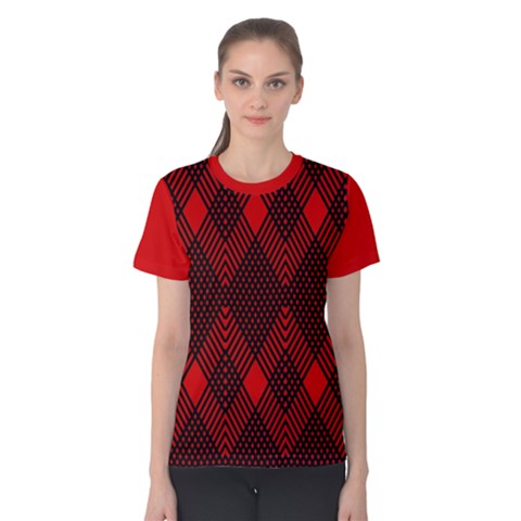 Muster Rot Rot Schwarz Women s Cotton T-shirt by 2607694c