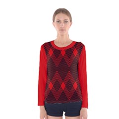 Muster Rot Rot Schwarz Women s Long Sleeve T-shirt