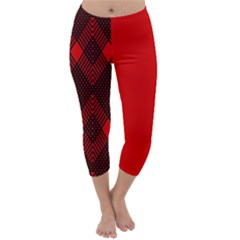 Muster Rot Rot Schwarz Capri Winter Leggings 