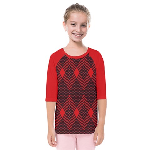 Muster Rot Rot Schwarz Kids  Quarter Sleeve Raglan T-shirt by 2607694c