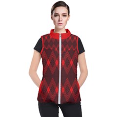 Muster Rot Rot Schwarz Women s Puffer Vest