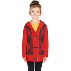 Muster Rot Rot Schwarz Kids  Double Breasted Button Coat by 2607694c