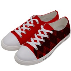 Muster Rot Rot Schwarz Men s Low Top Canvas Sneakers