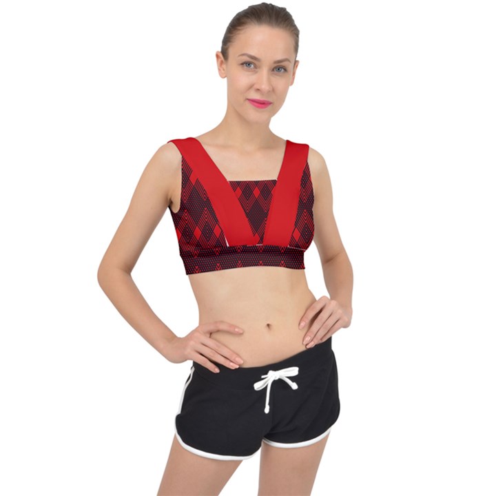 Muster rot rot schwarz V-Back Sports Bra