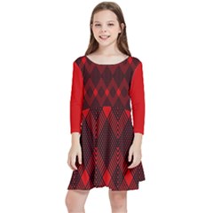 Muster Rot Rot Schwarz Kids  Quarter Sleeve Skater Dress by 2607694c