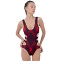 Muster rot rot schwarz Side Cut Out Swimsuit View1