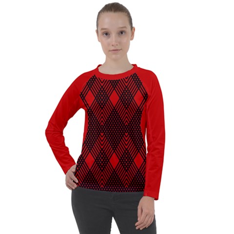 Muster Rot Rot Schwarz Women s Long Sleeve Raglan T-shirt by 2607694c