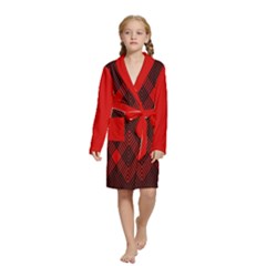 Muster Rot Rot Schwarz Kids  Long Sleeve Velvet Lounge Robe