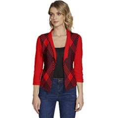 Muster Rot Rot Schwarz Women s Casual 3/4 Sleeve Spring Jacket by 2607694c