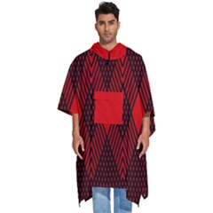 Muster Rot Rot Schwarz Men s Hooded Rain Ponchos by 2607694c