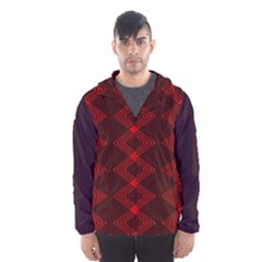 Pattern Rot Schwarz Men s Hooded Windbreaker