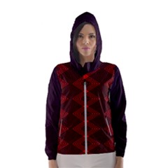 Pattern Rot Schwarz Women s Hooded Windbreaker