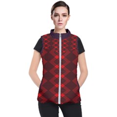 Pattern Rot Schwarz Women s Puffer Vest