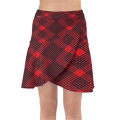 Pattern Rot Schwarz Wrap Front Skirt by dedoma