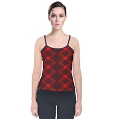 Pattern Rot Schwarz Velvet Spaghetti Strap Top by dedoma