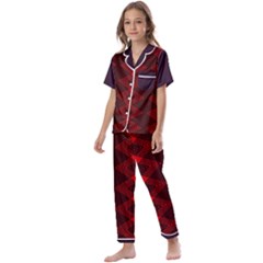 Pattern Rot Schwarz Kids  Satin Short Sleeve Pajamas Set by dedoma