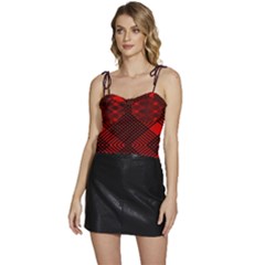 Pattern Rot Schwarz Flowy Camisole Tie Up Top by dedoma