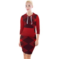 Rot Dunkel Quarter Sleeve Hood Bodycon Dress by dedoma