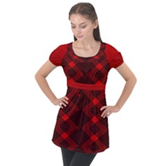 Rot Dunkel Puff Sleeve Tunic Top by dedoma