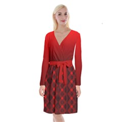 Rot Dunkel Long Sleeve Velvet Front Wrap Dress