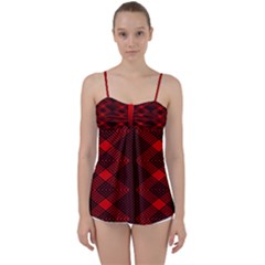 Rot Dunkel Babydoll Tankini Top