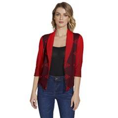 Rot Dunkel Women s Draped Front 3/4 Sleeve Shawl Collar Jacket by dedoma