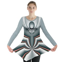 Fractal Grau Long Sleeve Tunic  by dedoma