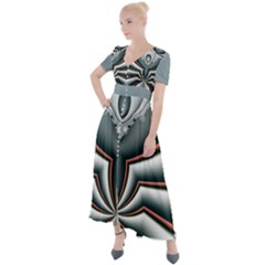 Fractal Grau Button Up Short Sleeve Maxi Dress by dedoma