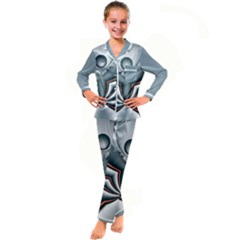 Fractal Grau Kids  Satin Long Sleeve Pajamas Set by dedoma