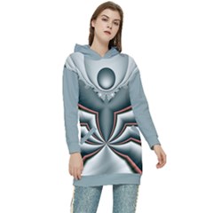 Fractal Grau Women s Long Oversized Pullover Hoodie