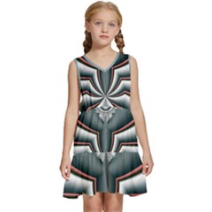 Fractal Grau Kids  Sleeveless Tiered Mini Dress by dedoma