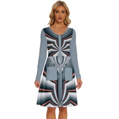 Fractal Grau Long Sleeve Dress With Pocket by dedoma